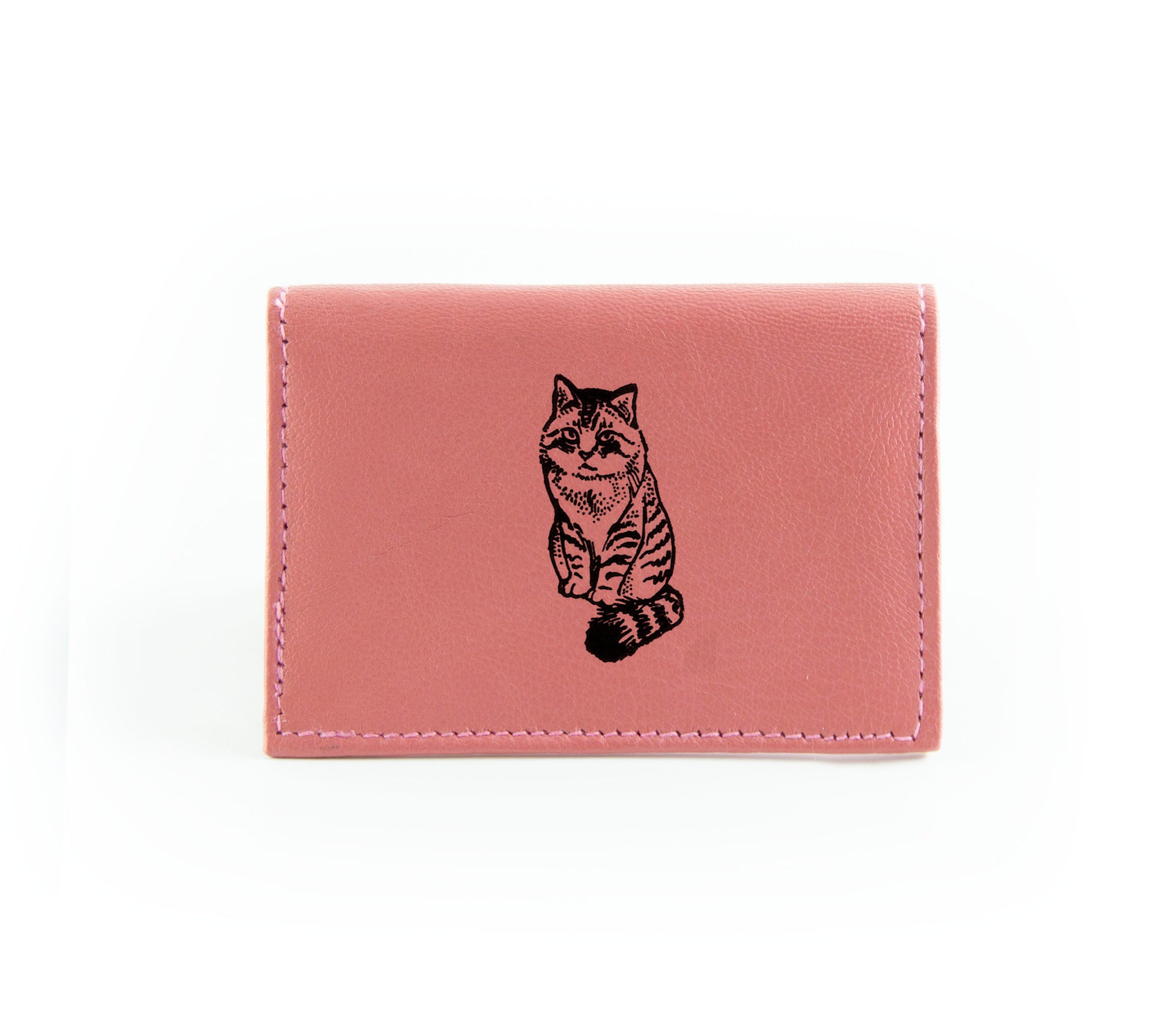 The Night Out Card Holder Mauve Cat in Black Ink