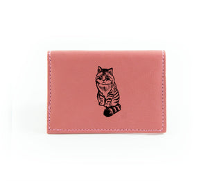 The Night Out Card Holder Mauve Cat in Black Ink